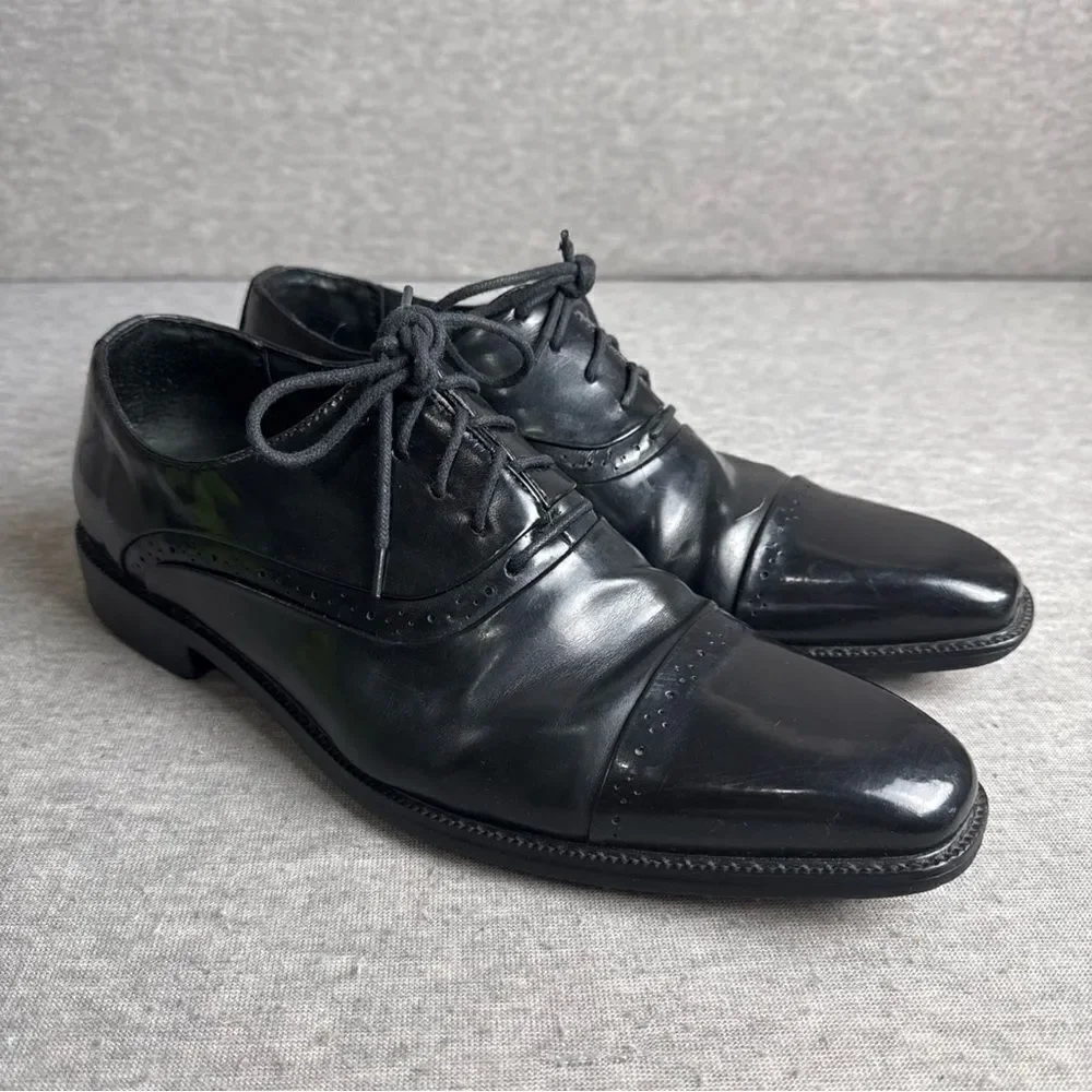 Stacy Adams Mens Oxford Lace Shoe Black Leather Size 10 M Tie Up 20135-001